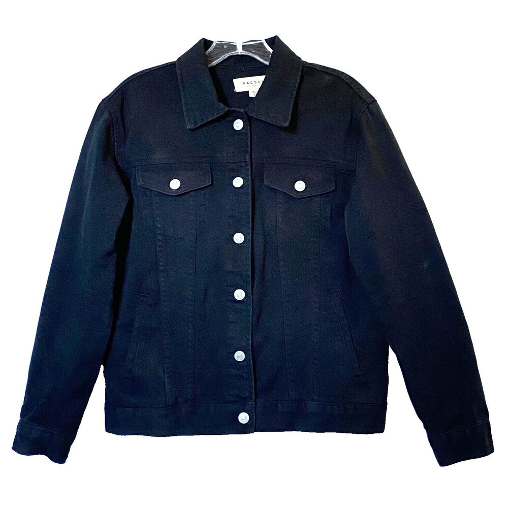 PacSun Los Angeles Jean Jacket Womens Size Small Black Braided Laced Back - Picture 5 of 16